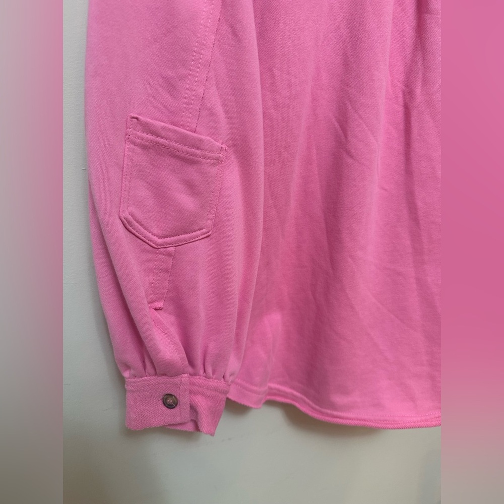 Pink Oversized Button Down Shacket Jacket Pol Siz… - image 8